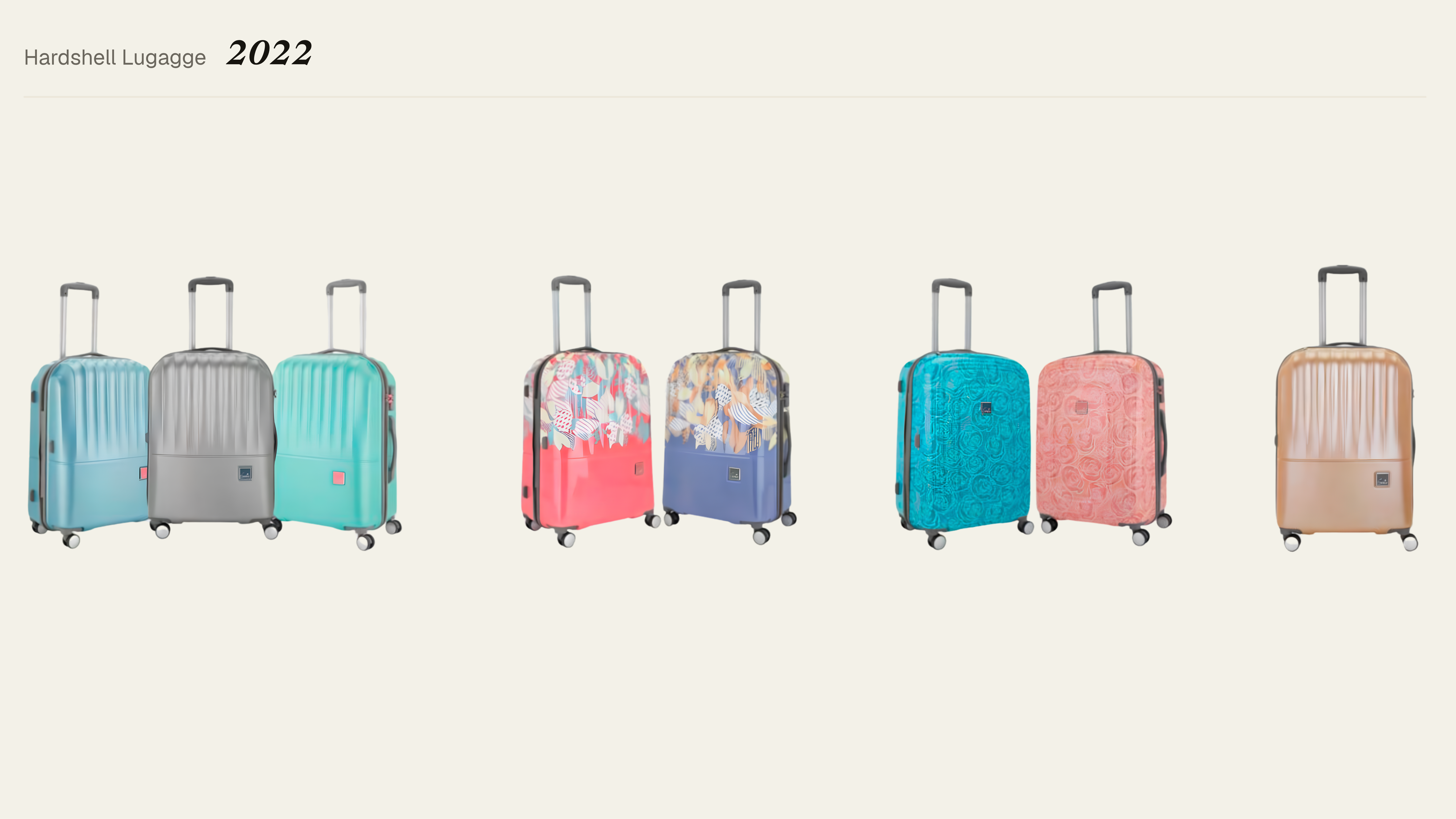Genie hardshell luggage, 2022 — built on heavy graphic prints